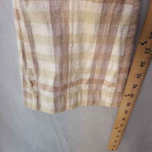 Free People Plaid Flare Pants Womens 0 Linen Blend Low Rise Retro Hippie Boho - Picture 11 of 16